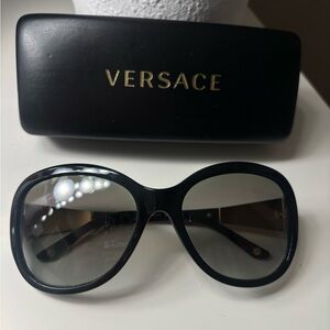 Versace Black Oversized Sunglasses with Gradient Smoke Lenses